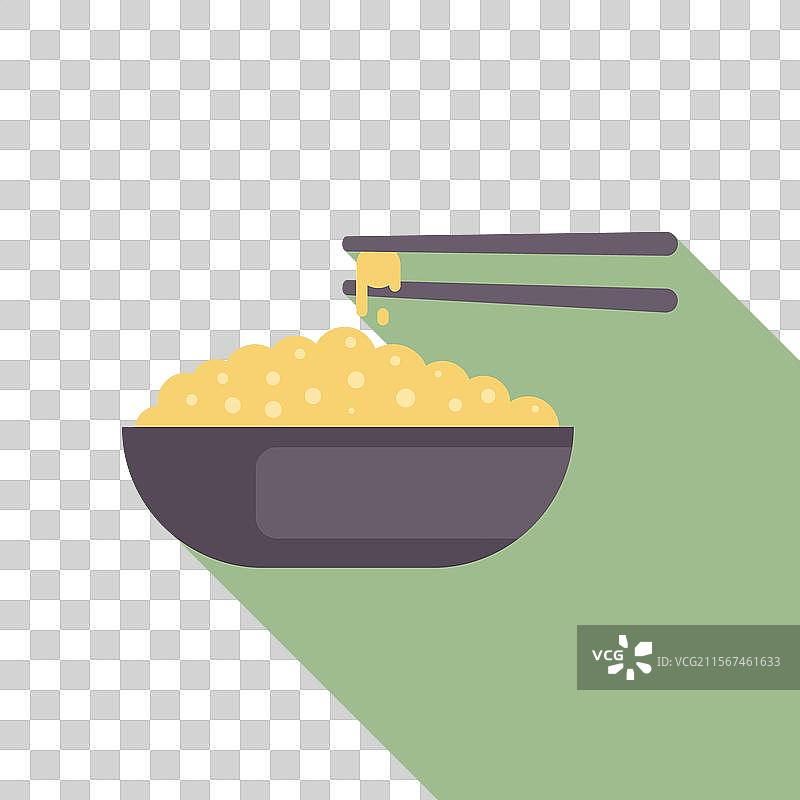 筷子夹着水滴在碗里的米饭图标图片素材