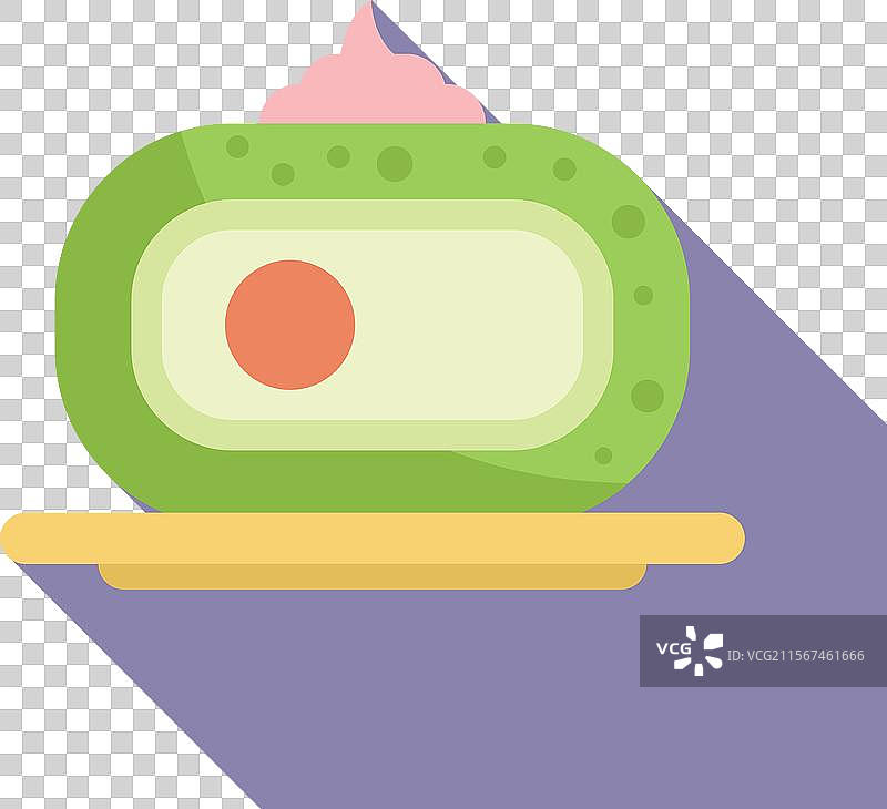 绿茶麻糬冰淇淋静静地放在盘子上图片素材