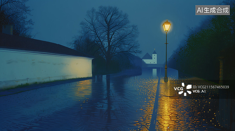 【AI数字艺术】安静的街道印象派油画场景图片素材