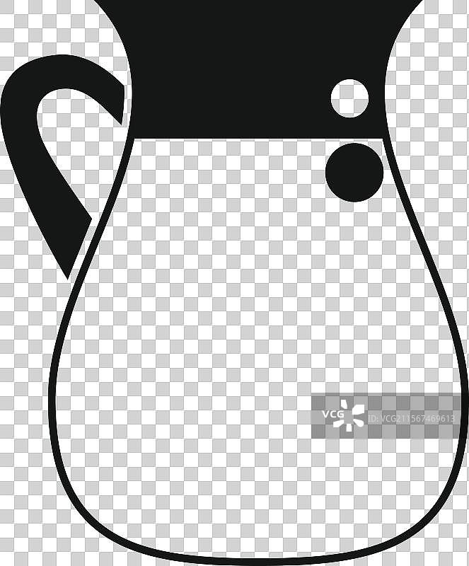 黑白色的带把手的水壶，用于盛牛奶或水图片素材