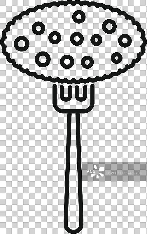 叉子夹着一块圆形肉和胡椒图片素材