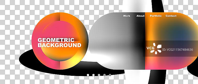 几何抽象玻璃效果，带有圆形和图片素材