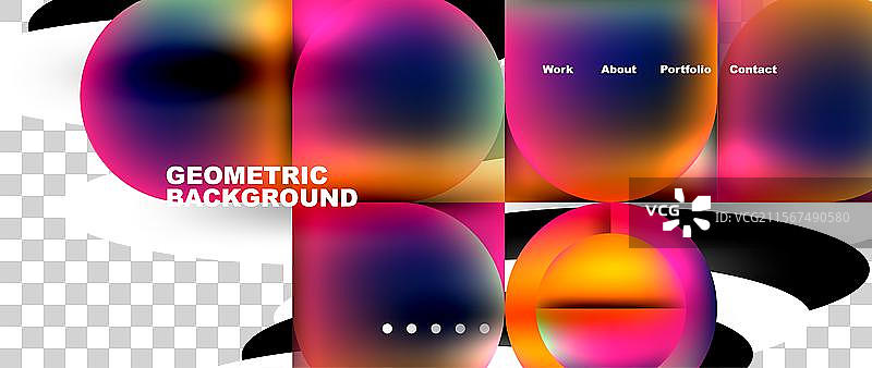 几何抽象玻璃效果，带有圆形和图片素材