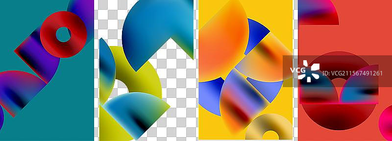 一组色彩丰富的圆形几何图形海报图片素材