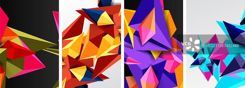 三角形抽象概念海报套装图片素材