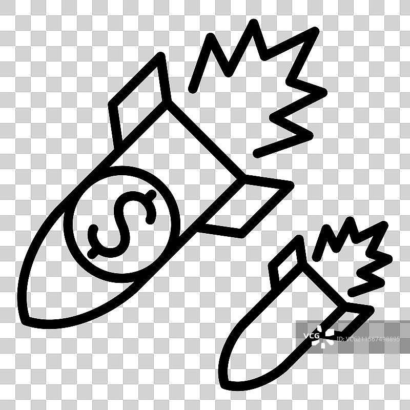 薄线风格的商业战争图标图片素材