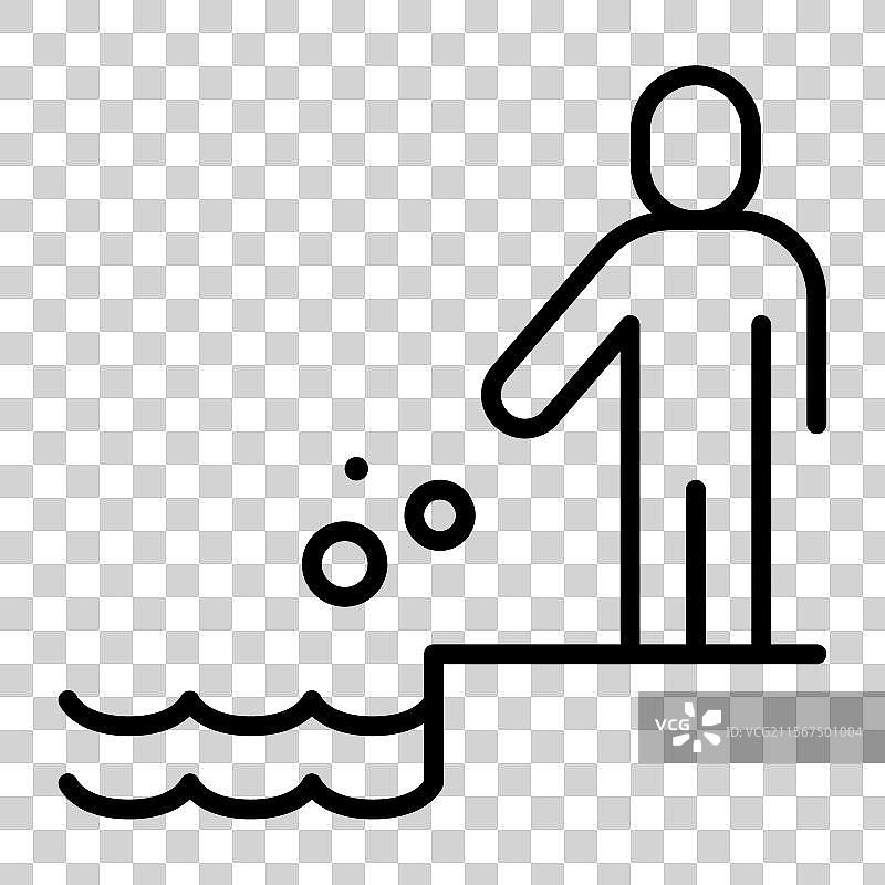 水污染图标，细线风格图形图片素材