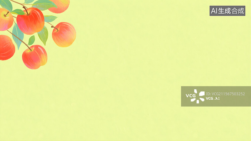 【AI数字艺术】苹果2D卡通背景左上图片素材