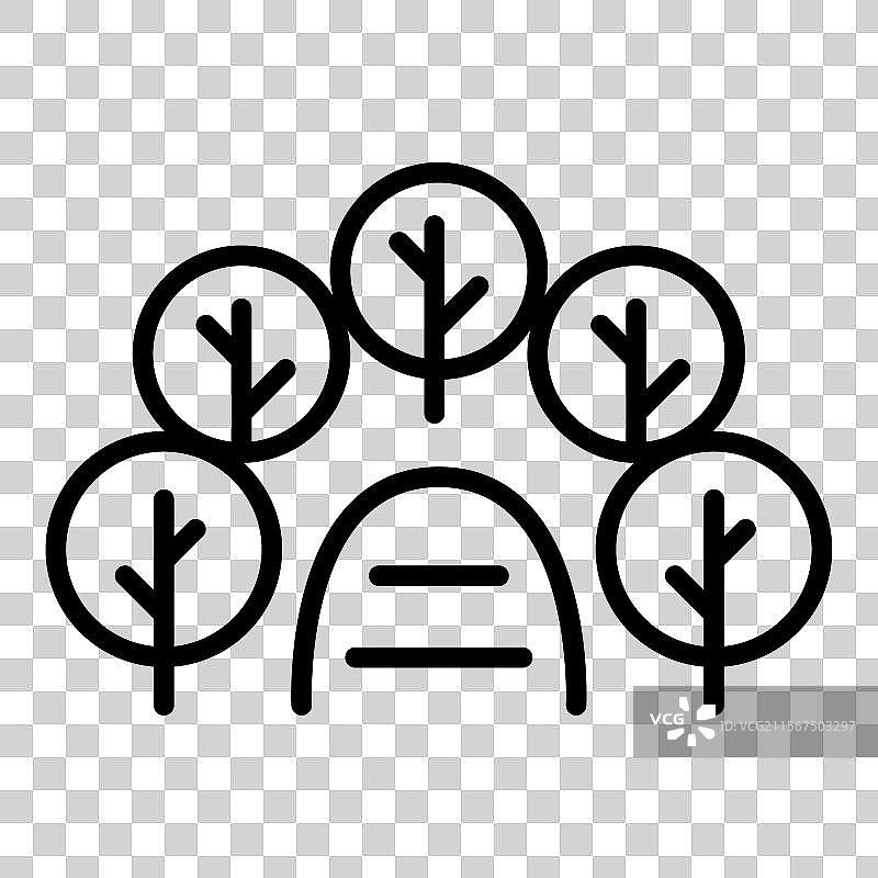 森林公园风景图标，采用细线风格图片素材