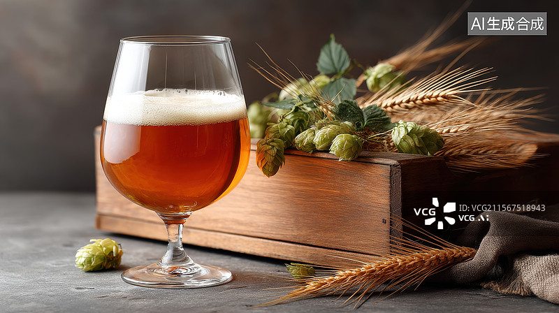 【AI数字艺术】啤酒与麦穗图片素材