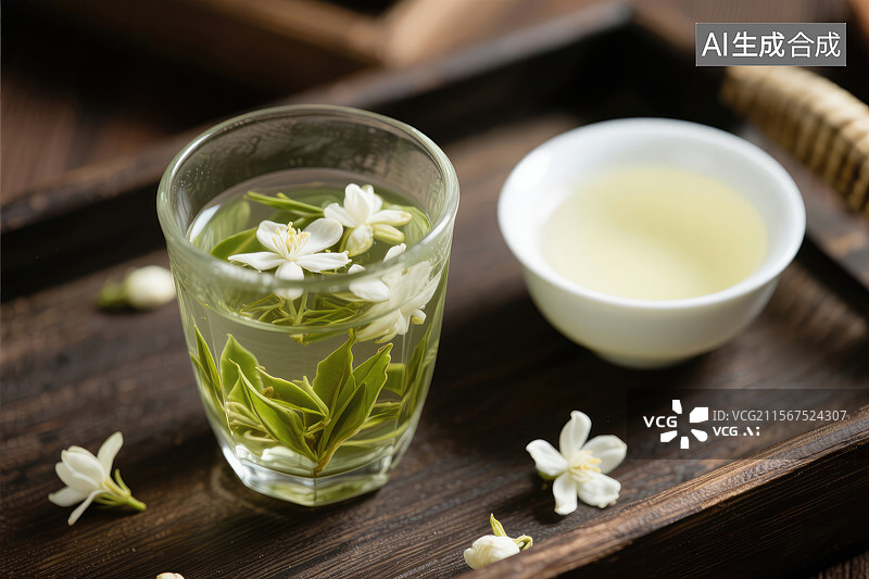 【AI数字艺术】清新茉莉花茶图片素材