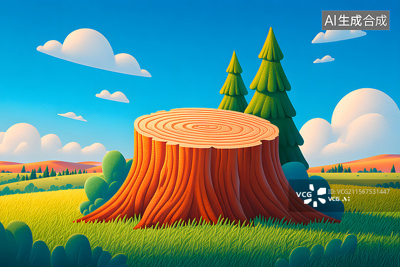【AI数字艺术】环保森林与生态平衡的卡通插画图片素材