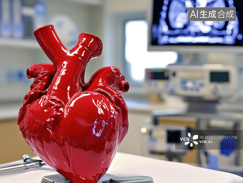 【AI数字艺术】心脏模型在医疗环境中的展示图片素材