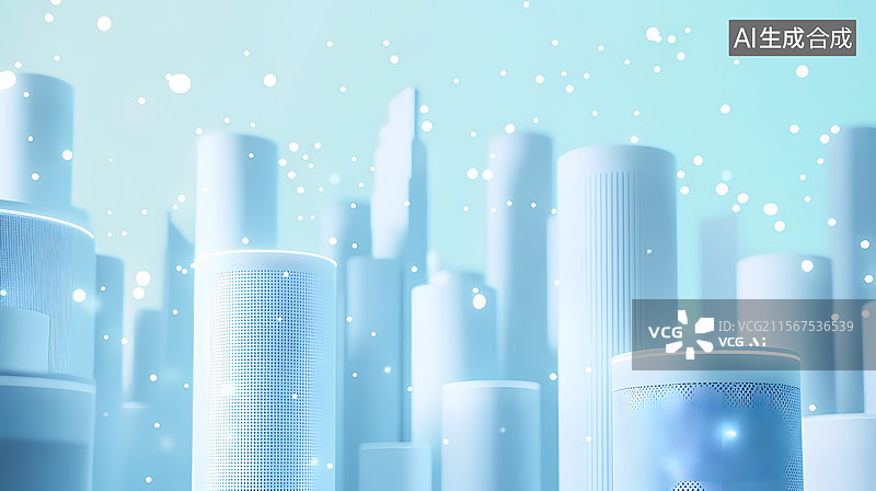 【AI数字艺术】现代城市背景下的空气净化器图片素材