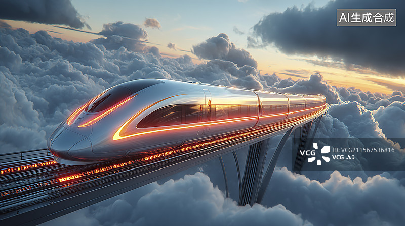 【AI数字艺术】云霄之上未来列车图片素材