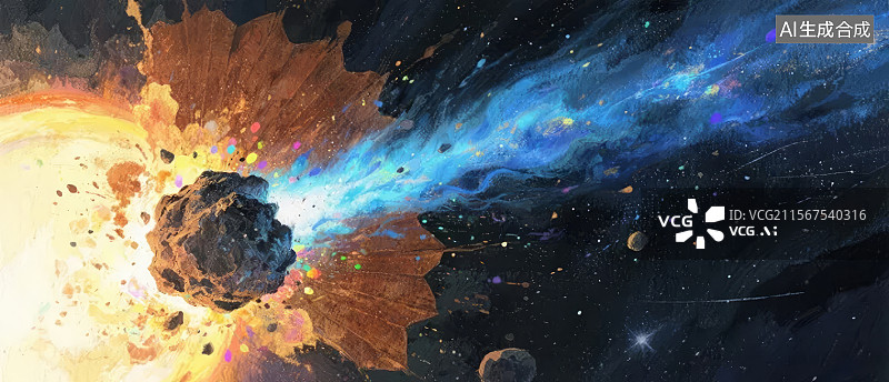 【AI数字艺术】星体爆炸与宇宙尘埃图片素材