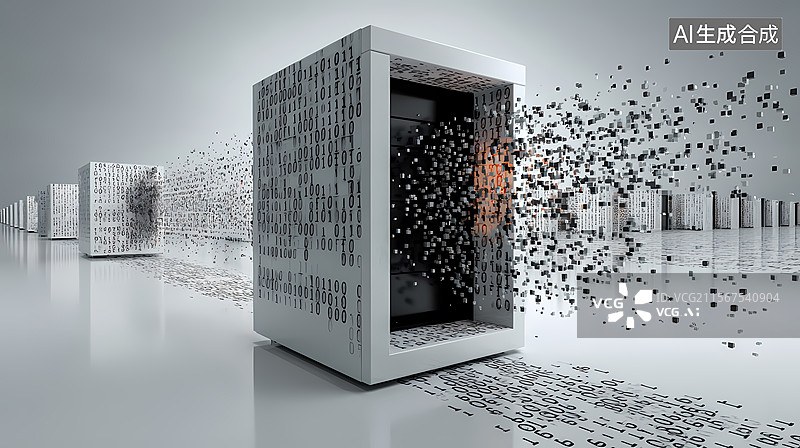 【AI数字艺术】数据从立方体中涌出图片素材
