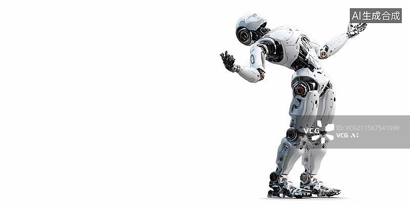 【AI数字艺术】白色机器人姿态展示图片素材