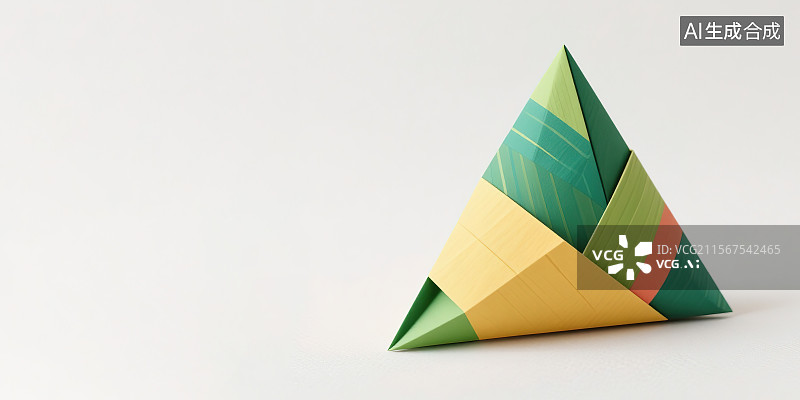 【AI数字艺术】端午节粽子传统节日美食 创意折纸风格立体几何图形抽象概括设计色彩鲜艳清新柔和简约大气高级感手工艺作品图片素材