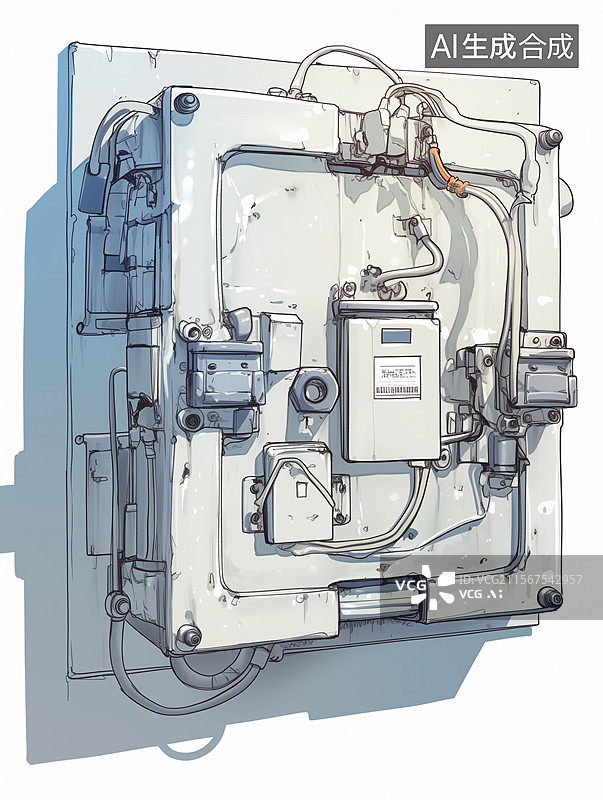 【AI数字艺术】工厂机器零件特写图片素材