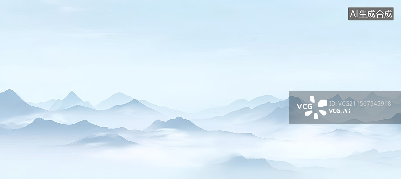 【AI数字艺术】雾气缭绕的山峦景观图片素材