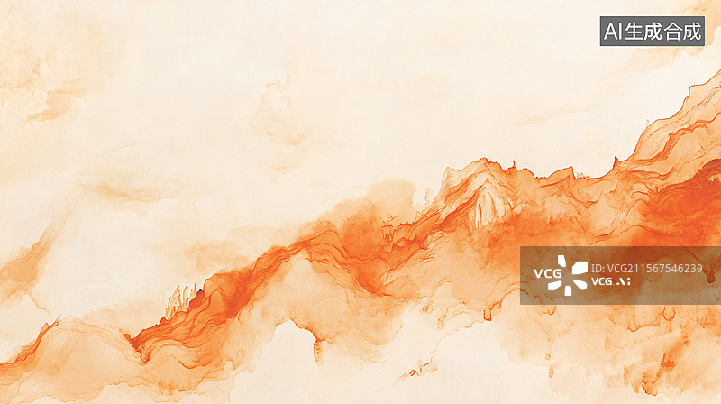 【AI数字艺术】橙韵晕染抽象水墨风图片素材