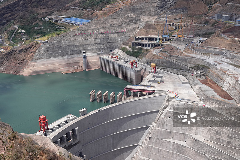 云南巧家县世界第二大水电站白鹤滩水电站风光图片素材