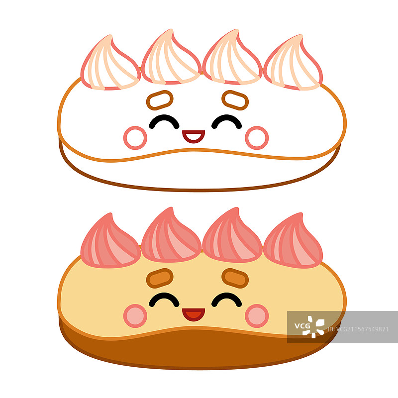 儿童涂色书：可爱的泡芙糕点图片素材