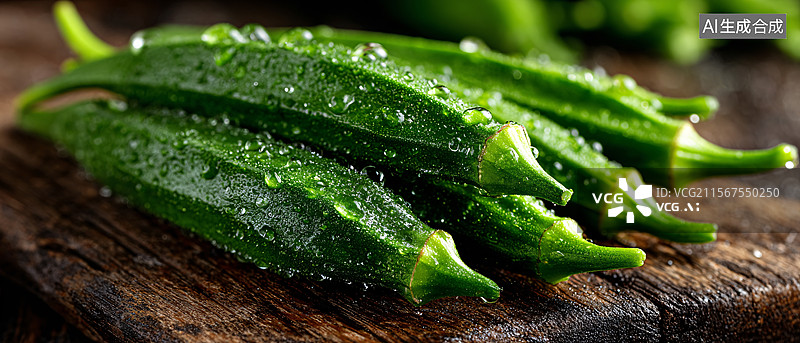 【AI数字艺术】新鲜的秋葵图片素材