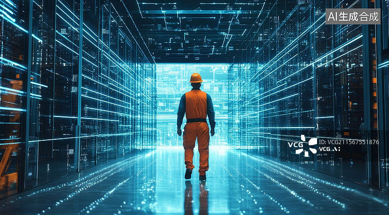 【AI数字艺术】未来数据中心技术人员图片素材