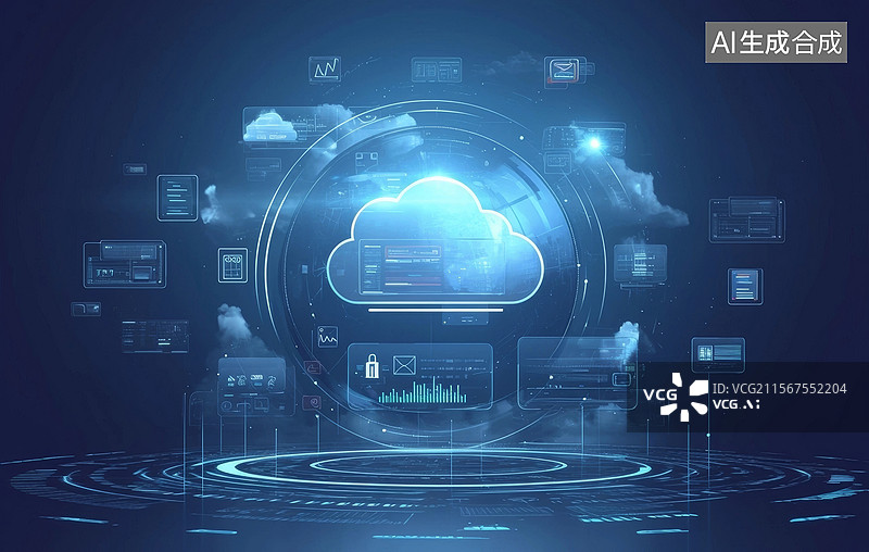 【AI数字艺术】云计算技术与数字转型图片素材