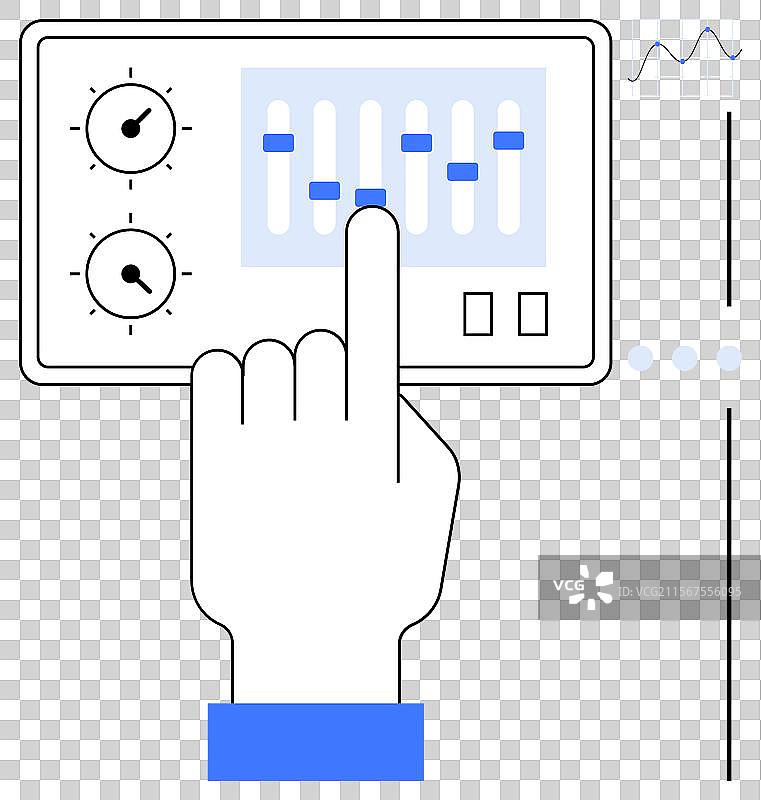 手动调整带有滑块和旋钮的控制面板图片素材