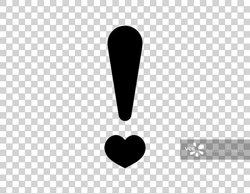 心形符号上方的粗体感叹号图片素材