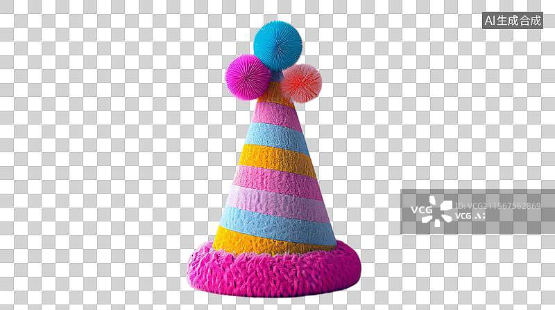 【AI数字艺术】毛绒绒的生日帽  色彩缤纷的派对帽图片素材