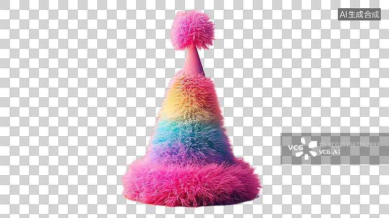 【AI数字艺术】毛绒绒的生日帽  色彩缤纷的派对帽图片素材