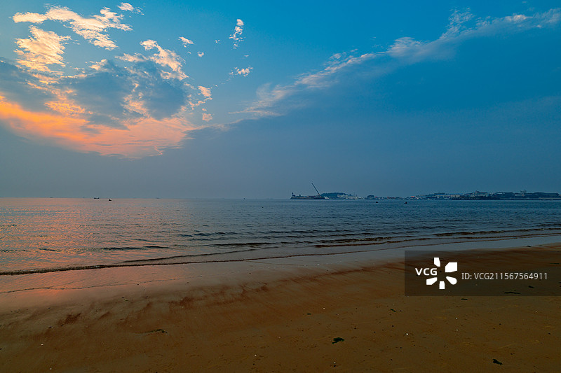 山东威海日落湾夕阳海景图片素材