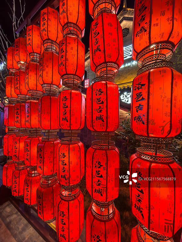 洛阳洛邑古城灯笼风光图片素材