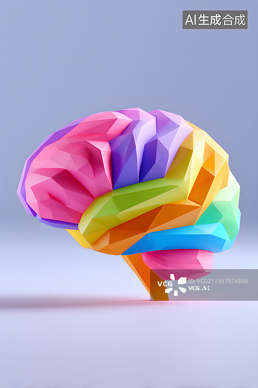 【AI数字艺术】抽象的多边形大脑代表商业创意理念图片素材