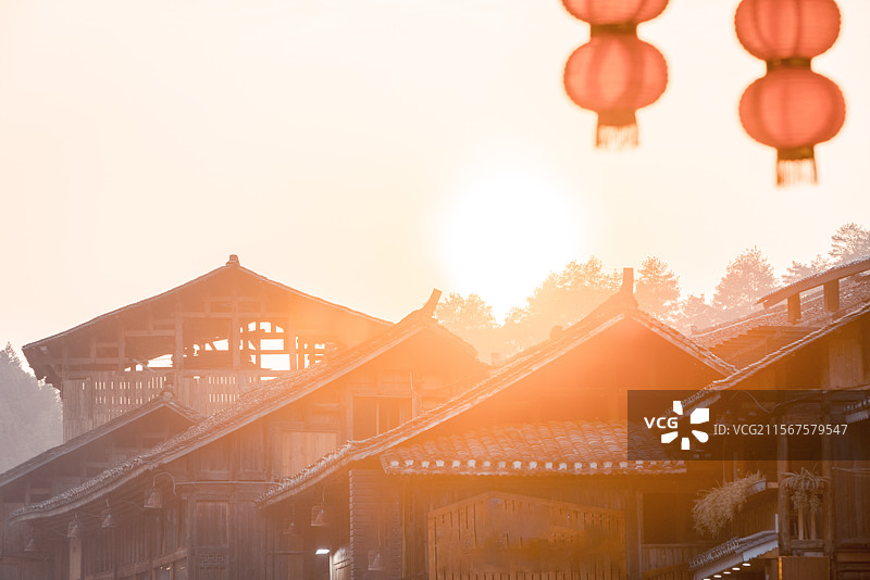 贵州省黔东南苗族侗族自治州黎平县肇兴侗寨古村落图片素材