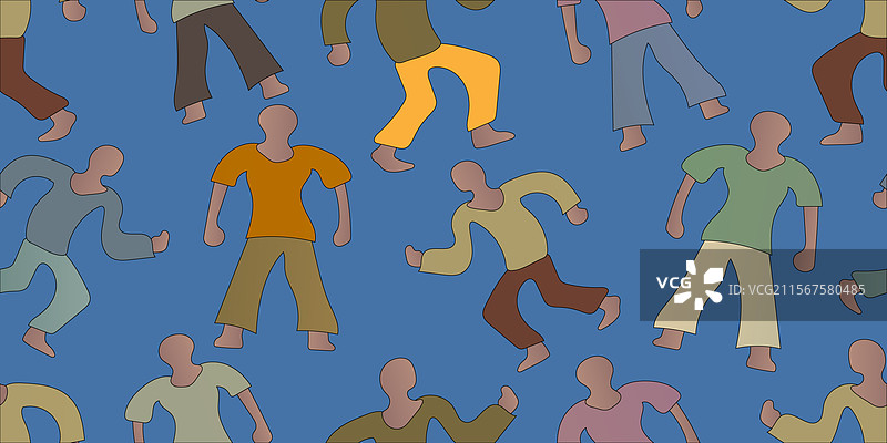 手绘人物无缝背景图片素材