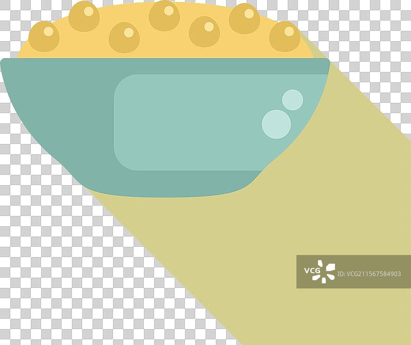 蓝色碗里装满了鹰嘴豆，投下长长的阴影图片素材