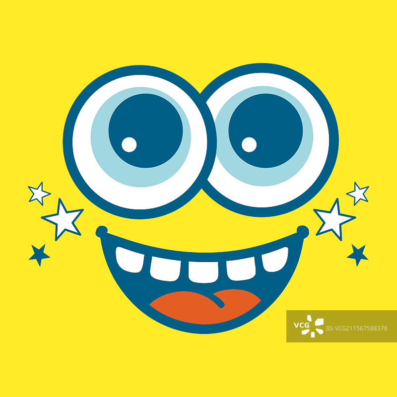 黄色背景搞怪笑脸插画图片素材