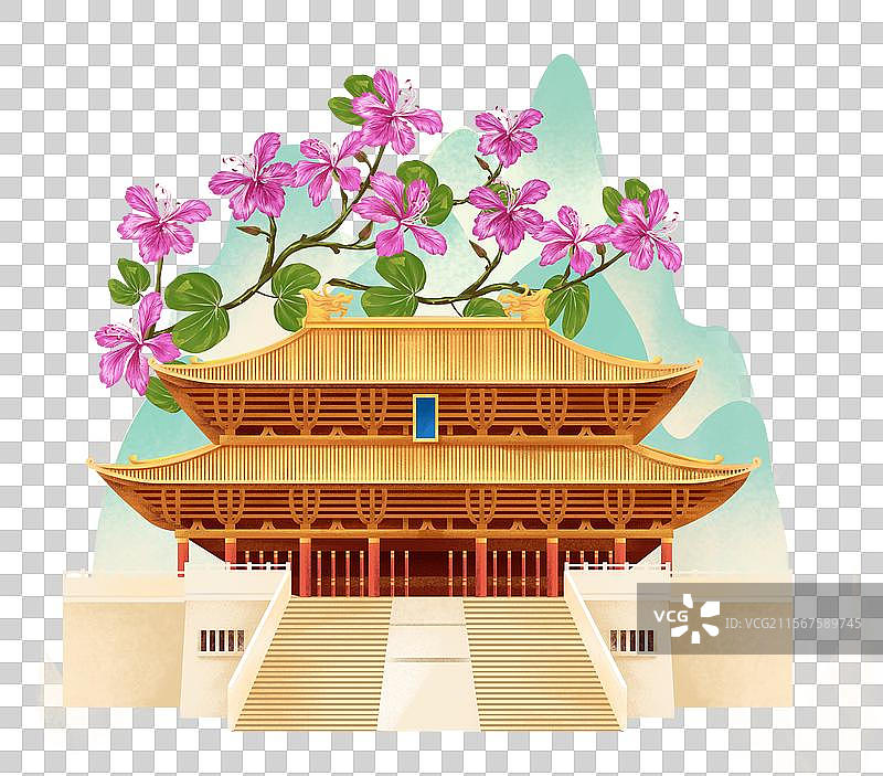 中国特色城市建筑之柳州文庙插画图片素材