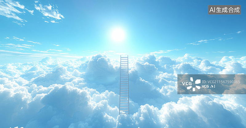 【AI数字艺术】云端天梯通向阳光背景图图片素材