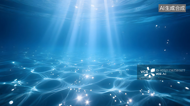 【AI数字艺术】阳光照进海底图片素材