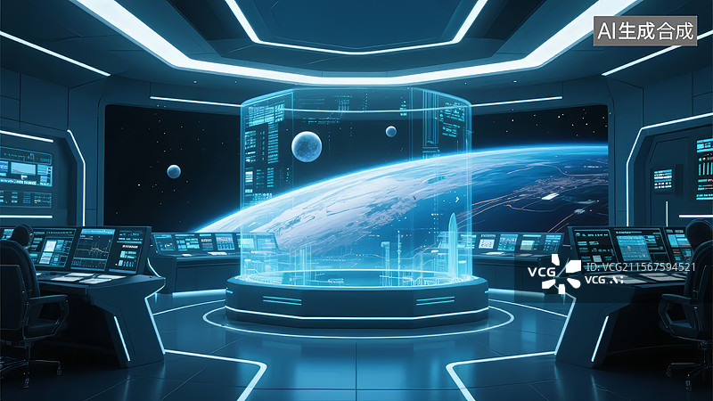 【AI数字艺术】未来科技控制中心图片素材