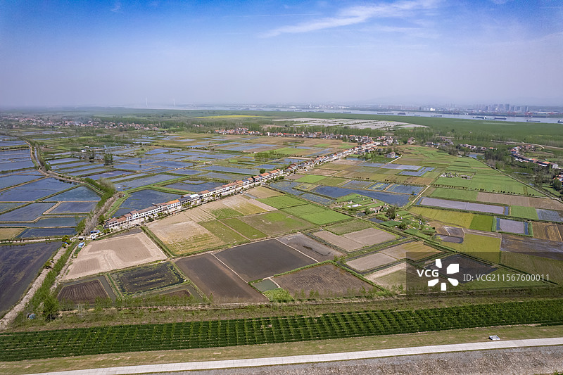 航拍湖北荆州洪湖风光及虾蟹养殖田野风光图片素材