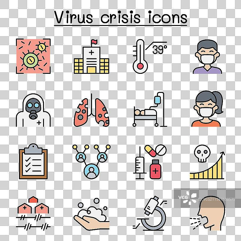 新冠病毒图标集图片素材