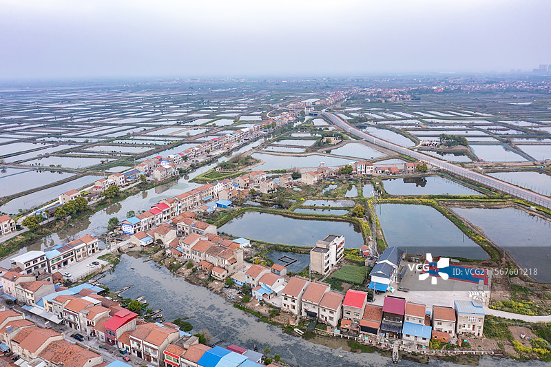 航拍湖北荆州洪湖风光及虾蟹养殖田野风光图片素材