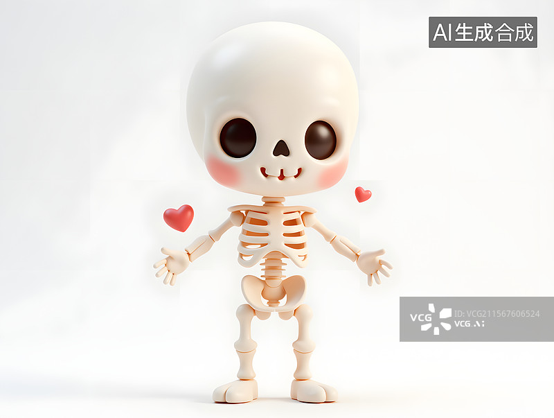 【AI数字艺术】万圣节的可爱骷髅3D渲染插画图片素材